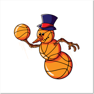 Basketball Snowman Christmas Posters and Art